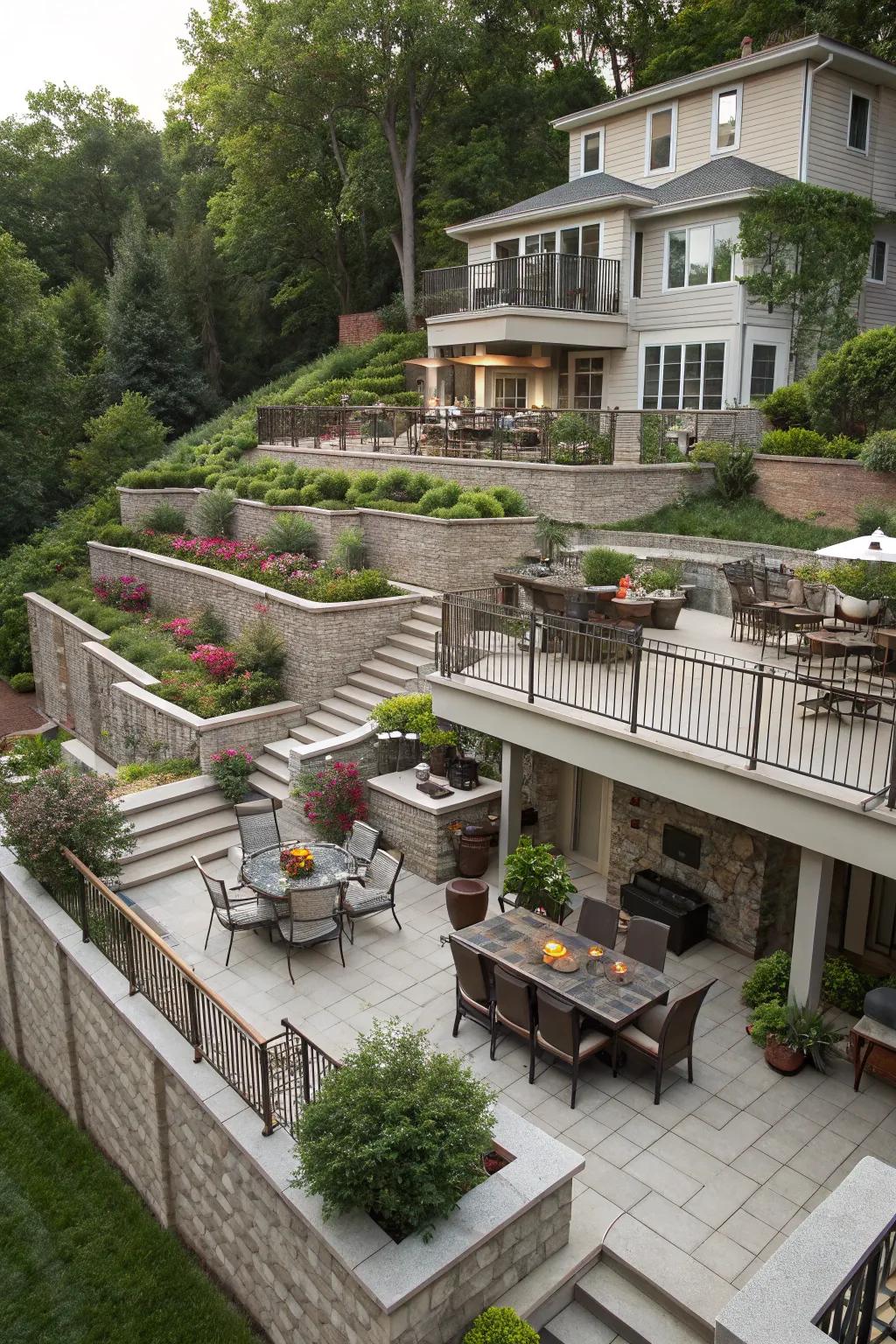 Maximize space with multi-level terraces.