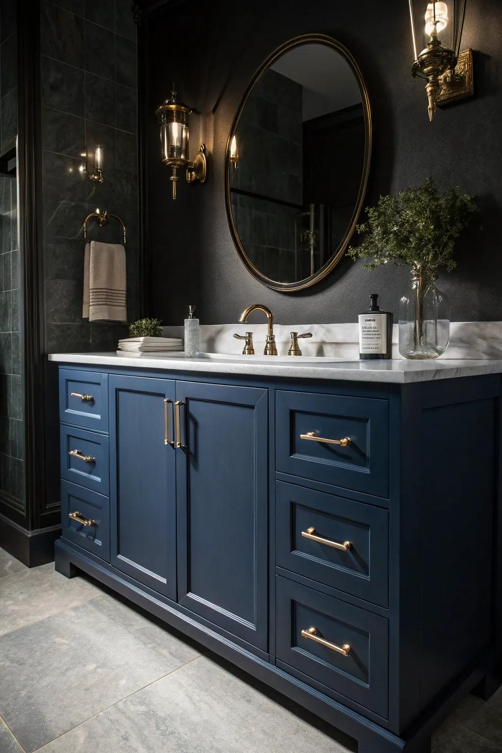 Midnight blue adds depth and mystery to your vanity.