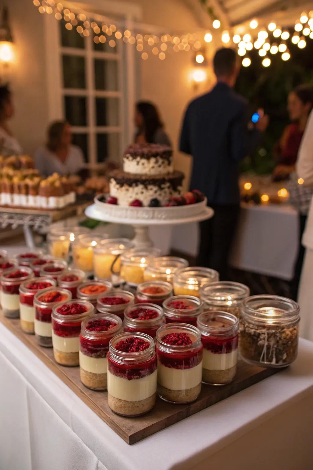 Mini dessert jars offering a convenient, charming serving option.