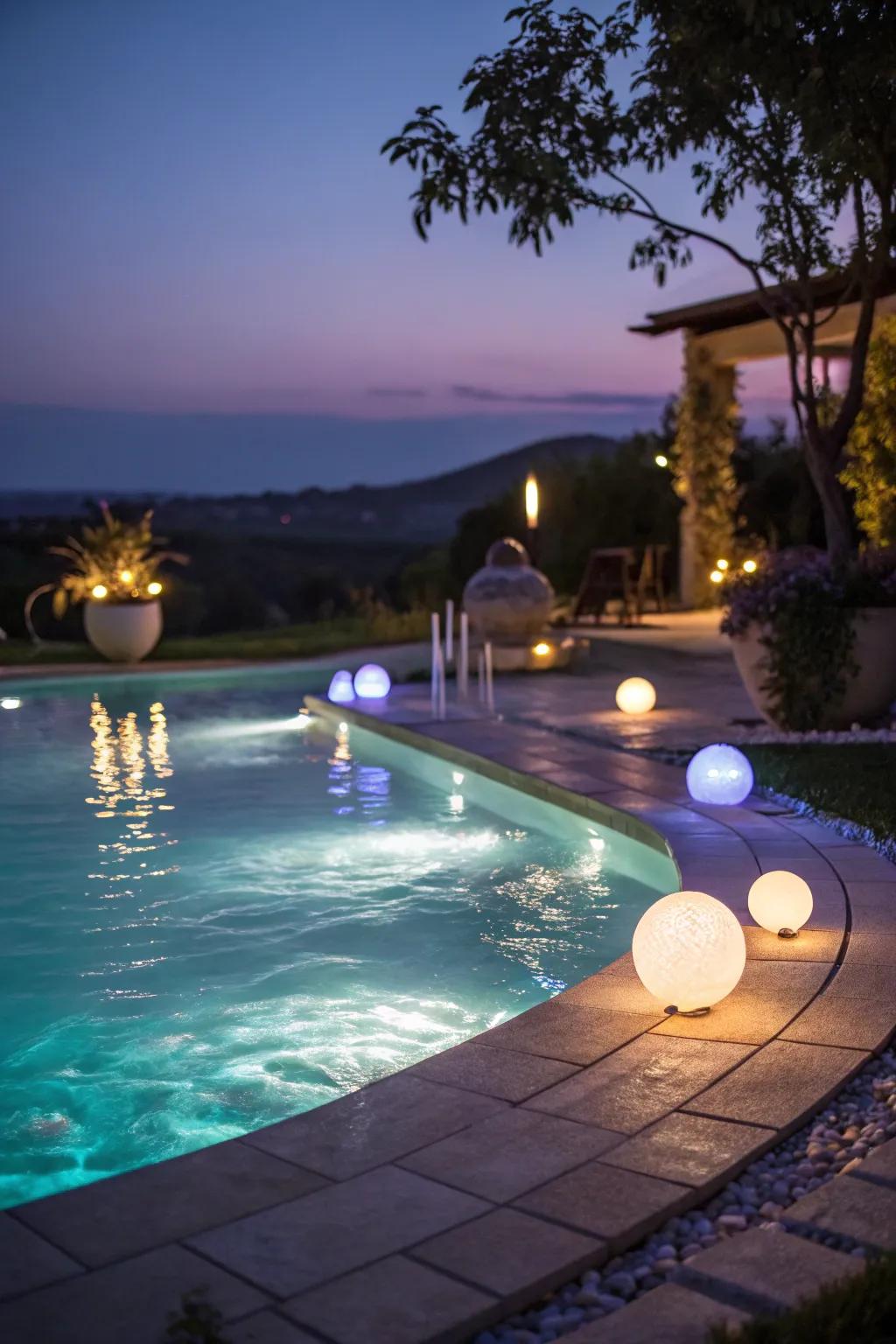 Lighting features transform your pool area into a nighttime paradise.