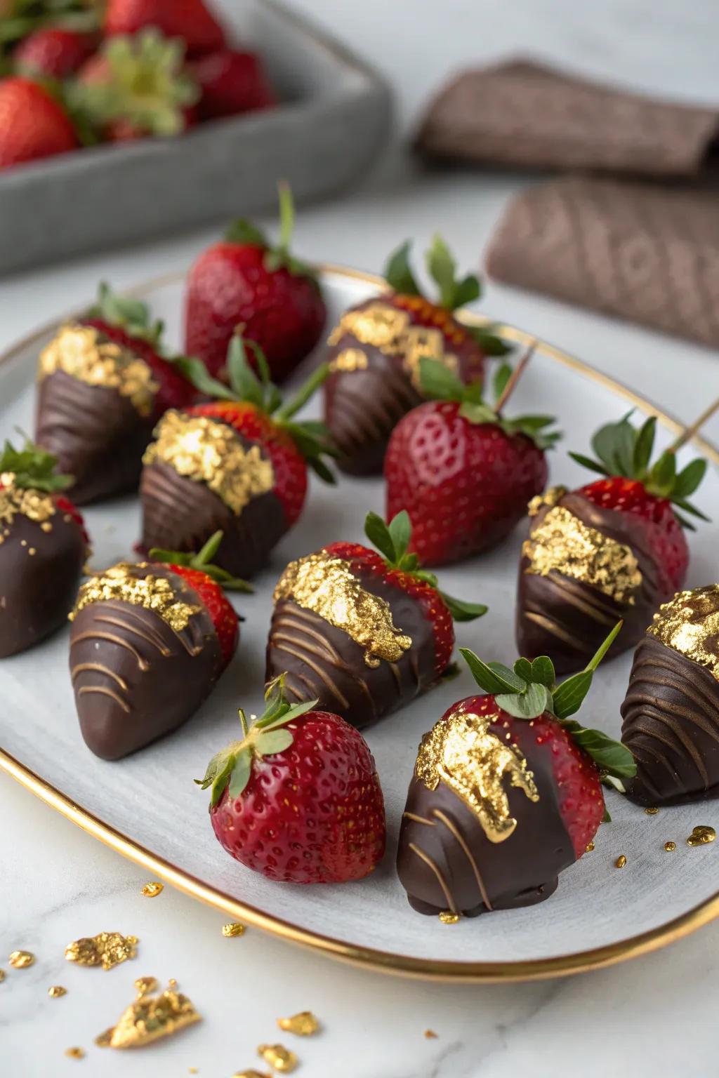 Indulge in the decadent delight of chocolate-dipped strawberries.