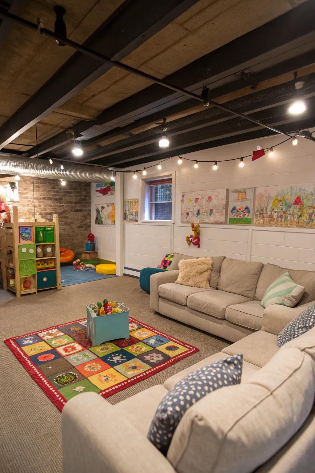 Multi-use spaces maximize functionality in your basement.