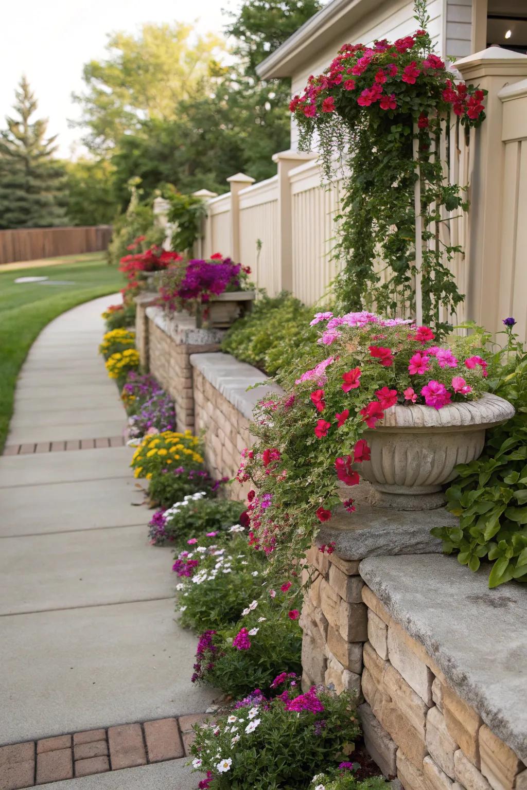 Vertical gardens add height and surprise.