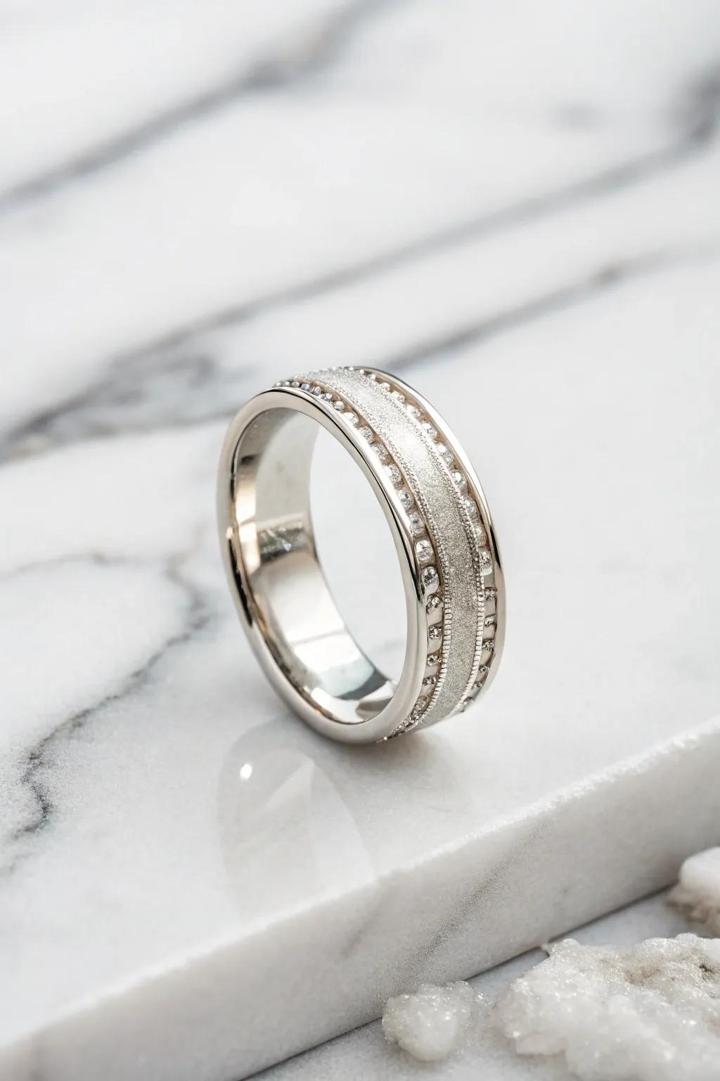 A sleek white gold band that exudes modern elegance.