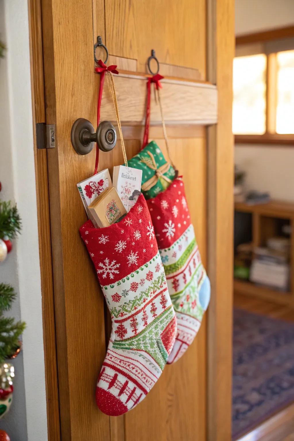 Mitten stockings add a whimsical twist.