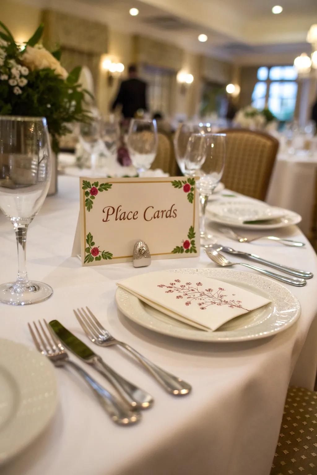 Personalized place cards add a special touch to the table.