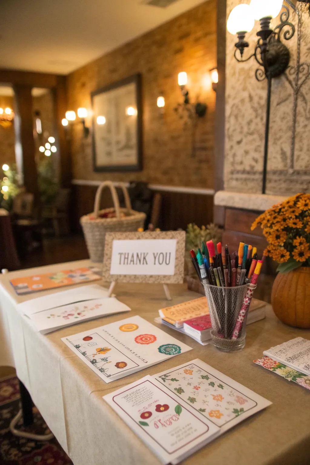 'Thank You' cards in the making, ready to share gratitude with loved ones.