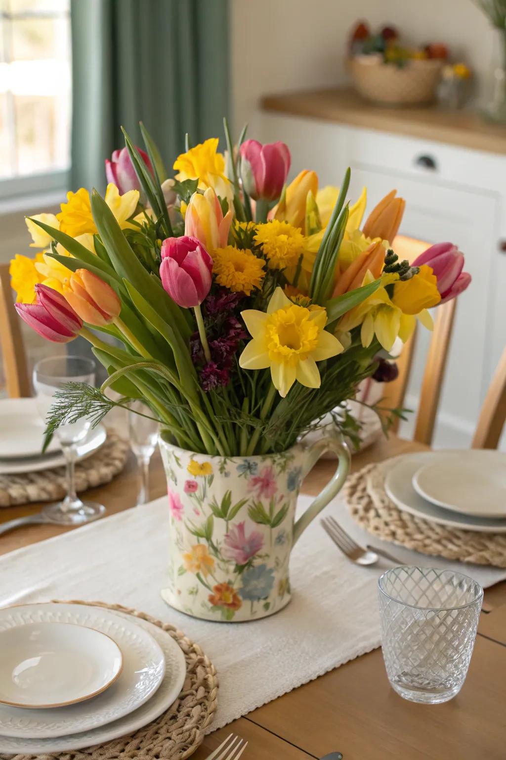 A stunning floral centerpiece perfect for Easter.