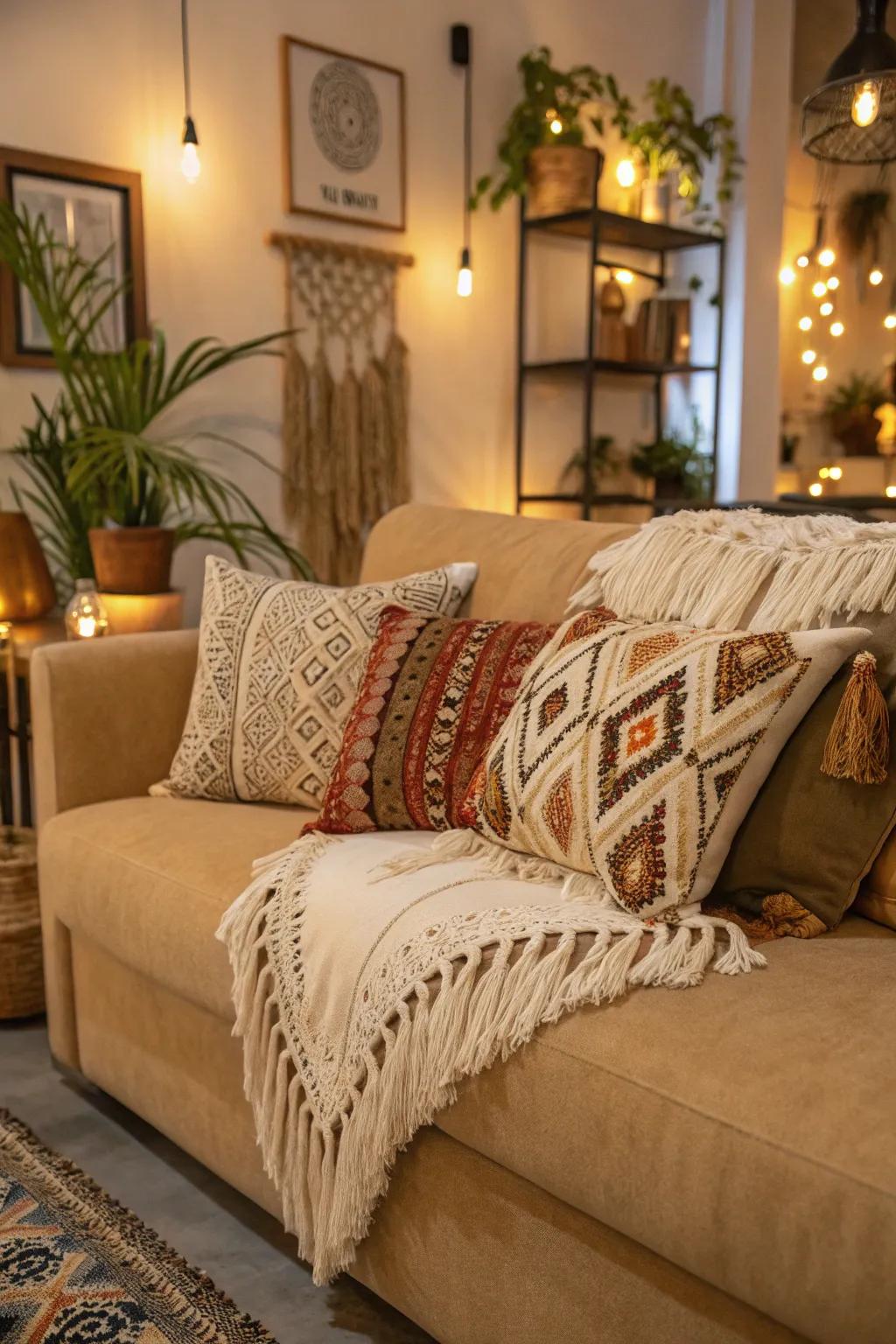 Boho elements add a relaxed and artistic touch to your decor.