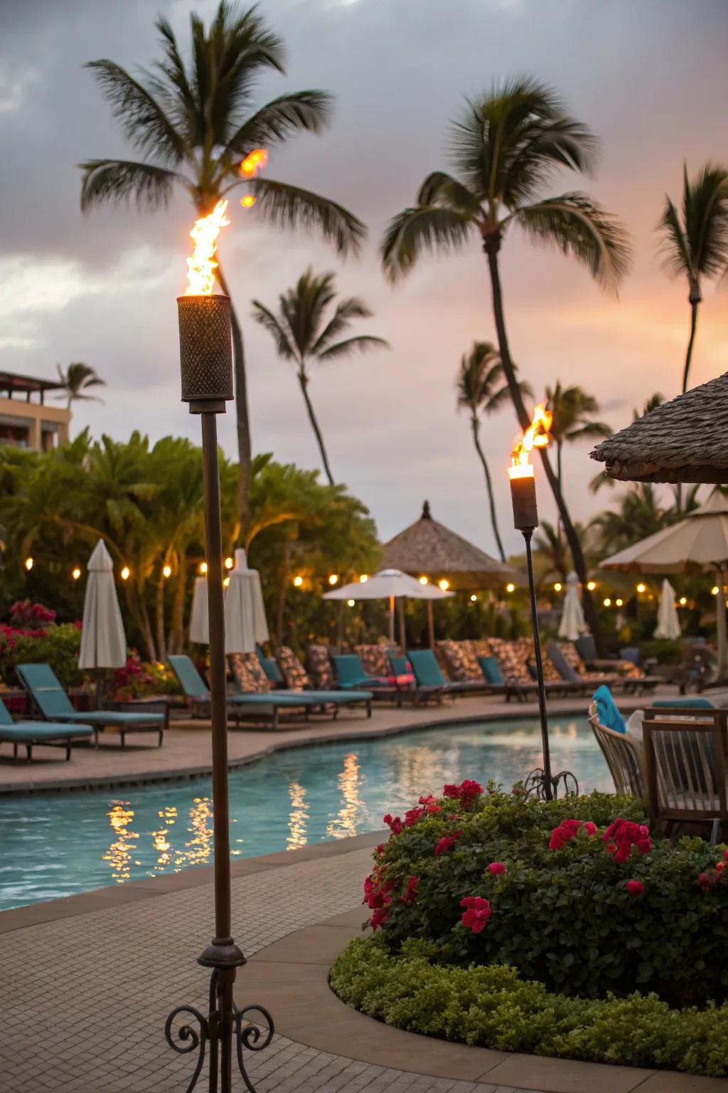 Transform your poolside into a tropical paradise with tiki torches.