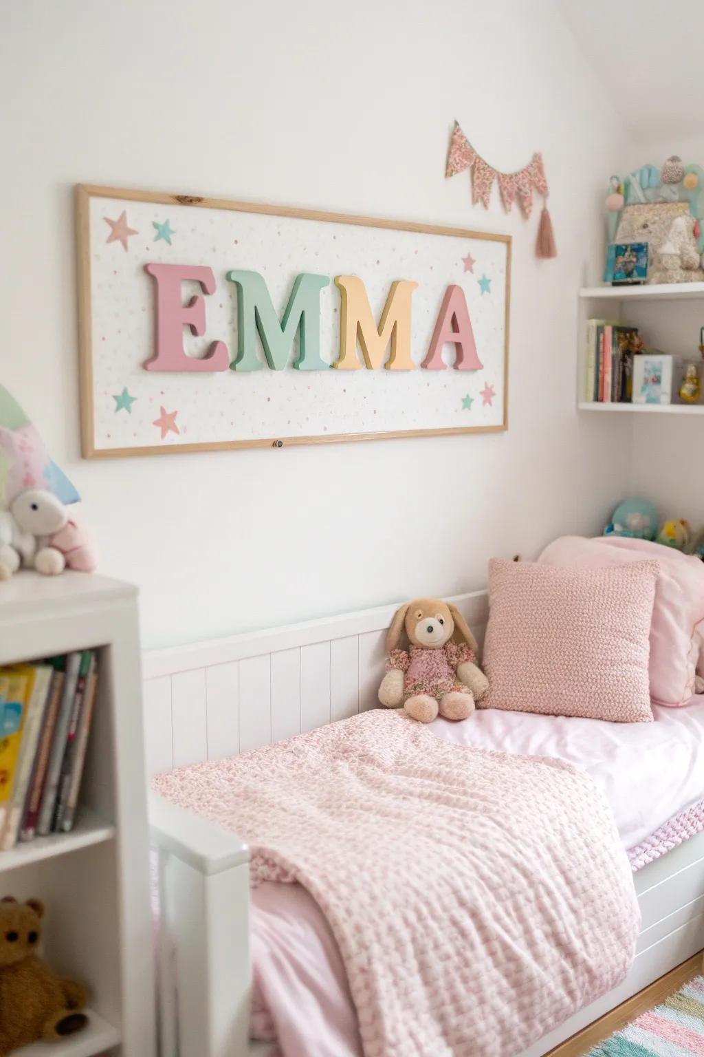 A name sign adds a personal touch to your child's room.