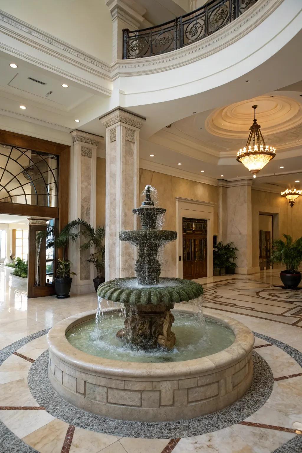 A water feature adds tranquility and elegance to your entryway.