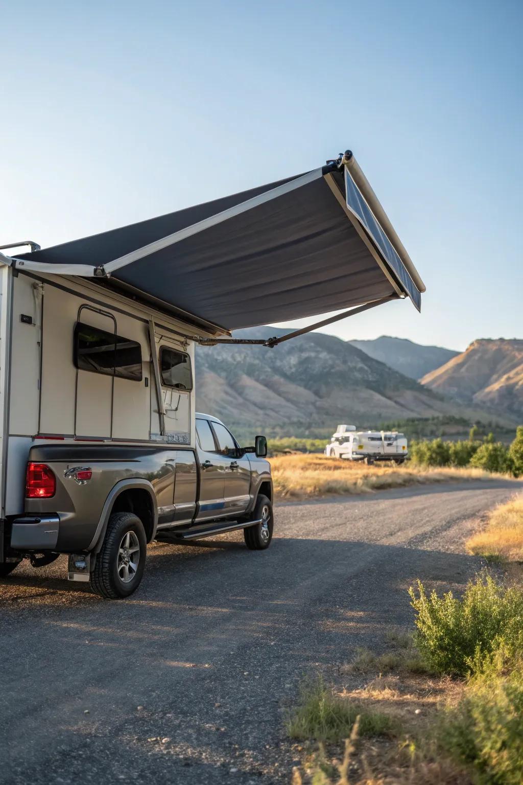 A retractable awning providing quick and easy shade.