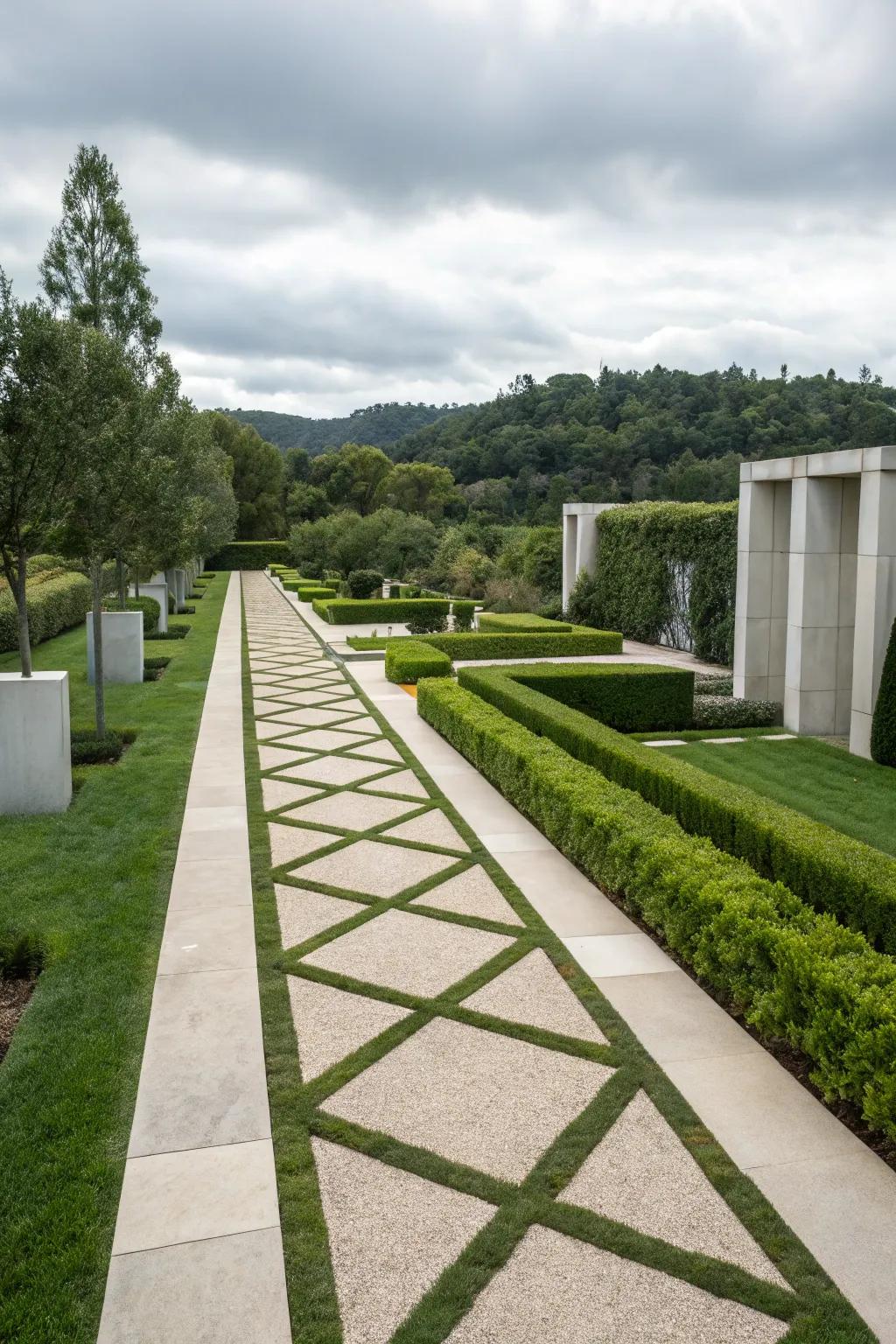 Geometric paths offer a chic and modern aesthetic to any garden.