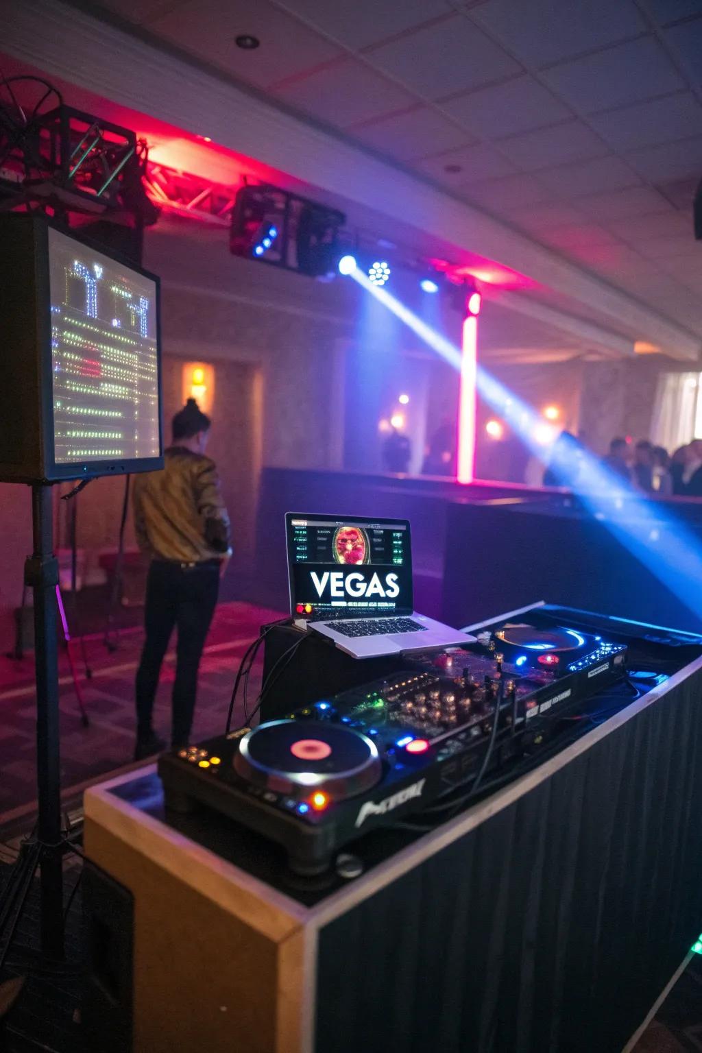 Set the scene with a playlist full of iconic Vegas hits.