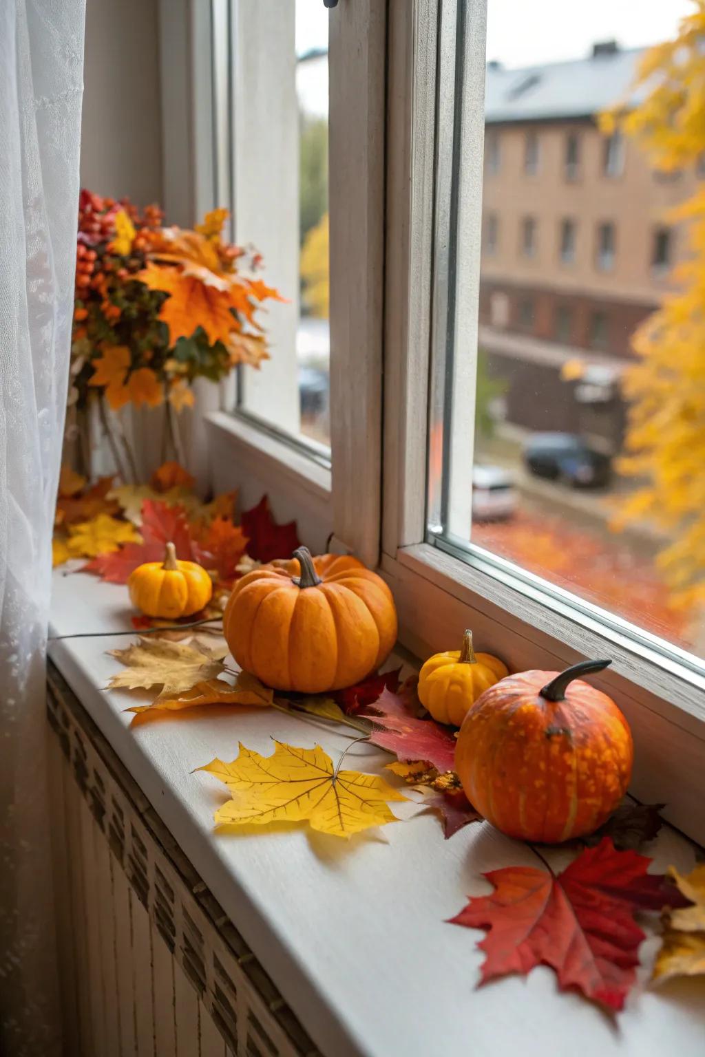 Seasonal decor keeps the windowsill exciting and current.