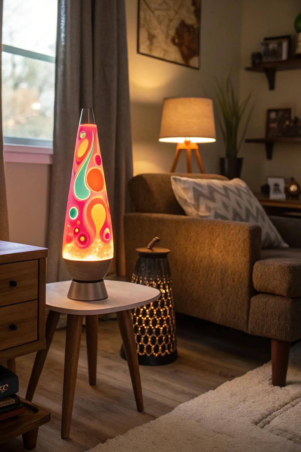 Lava lamps add a dynamic and colorful touch to your Y2K room.