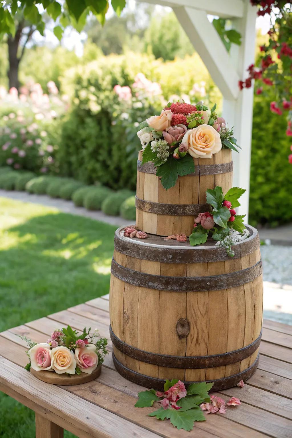 Rustic Barrel Cake for a Unique Touch