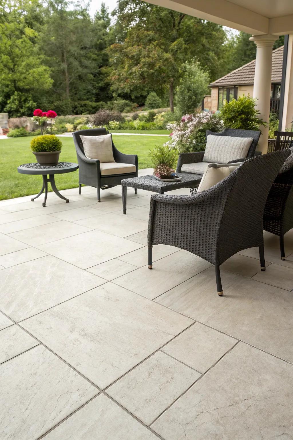 Porcelain tiles add a touch of elegance and sophistication to patios.