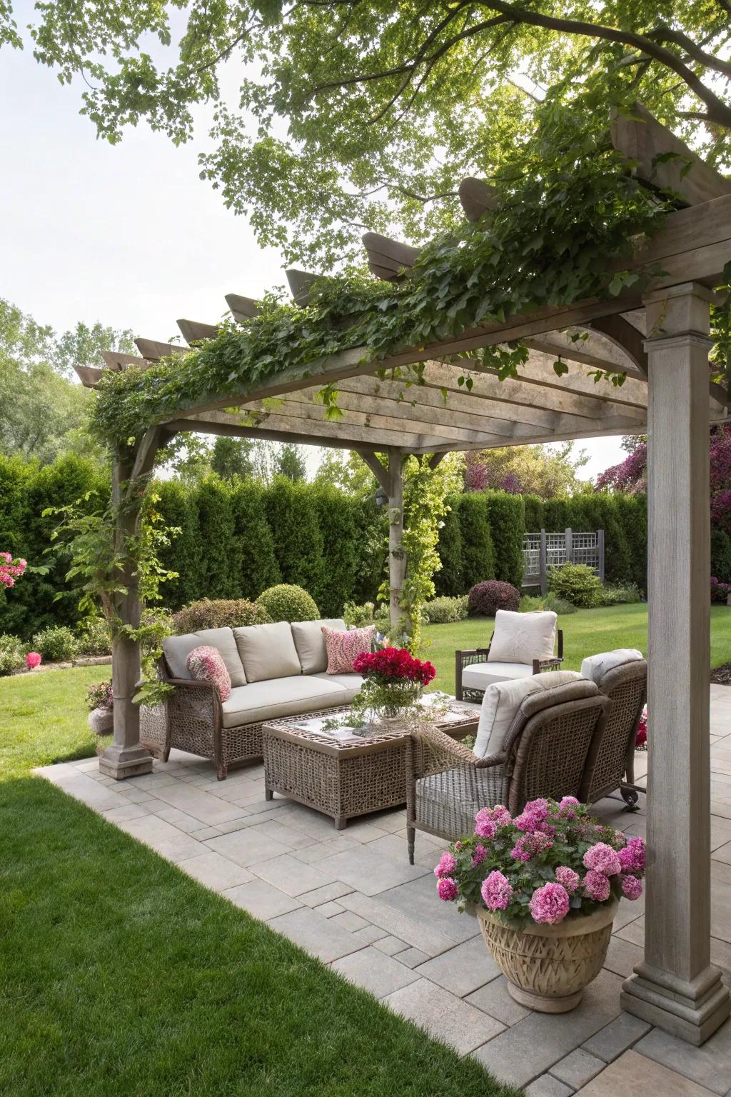 A pergola adds elegance and shade to your backyard.