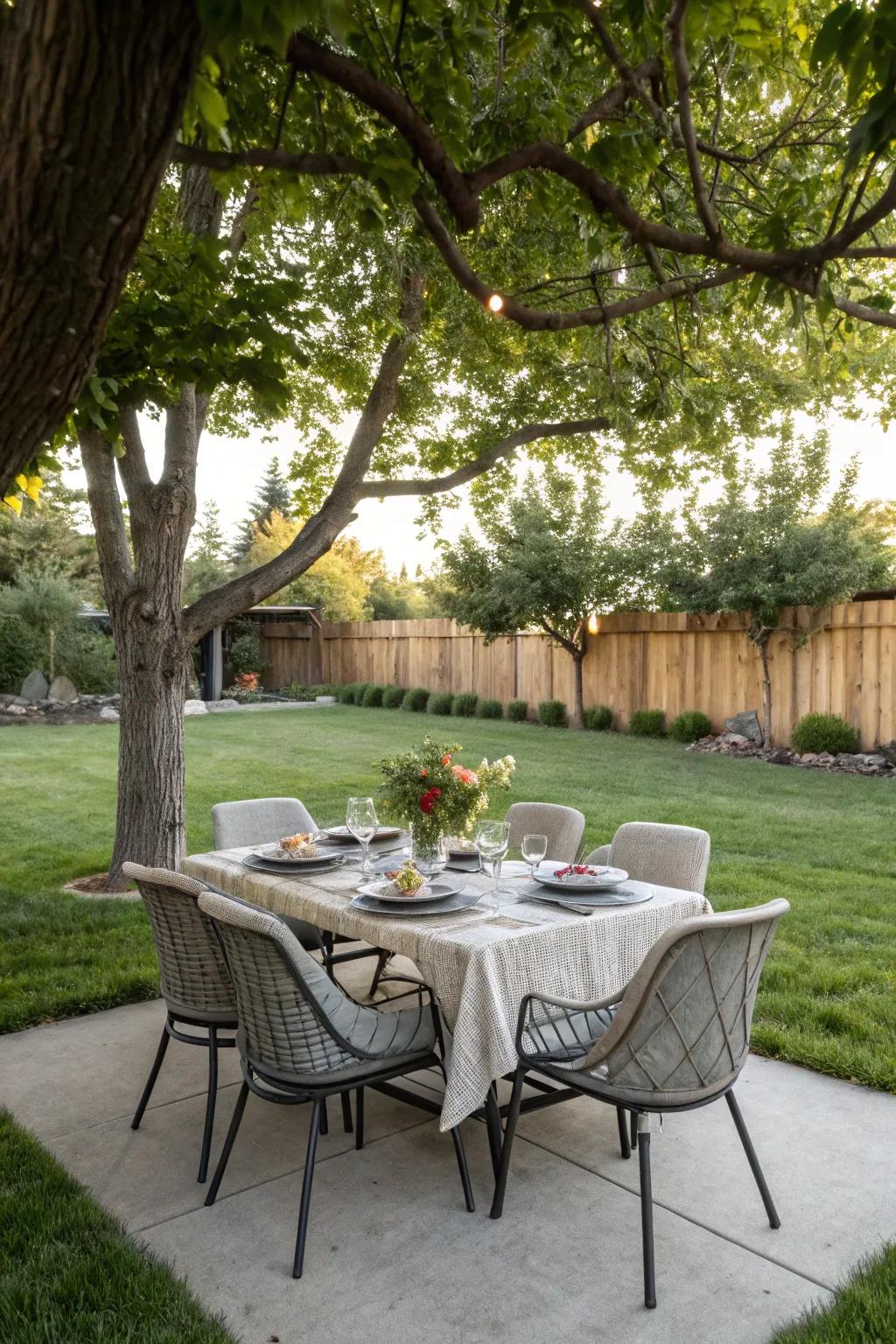 Outdoor dining areas make for memorable meals under the sky.