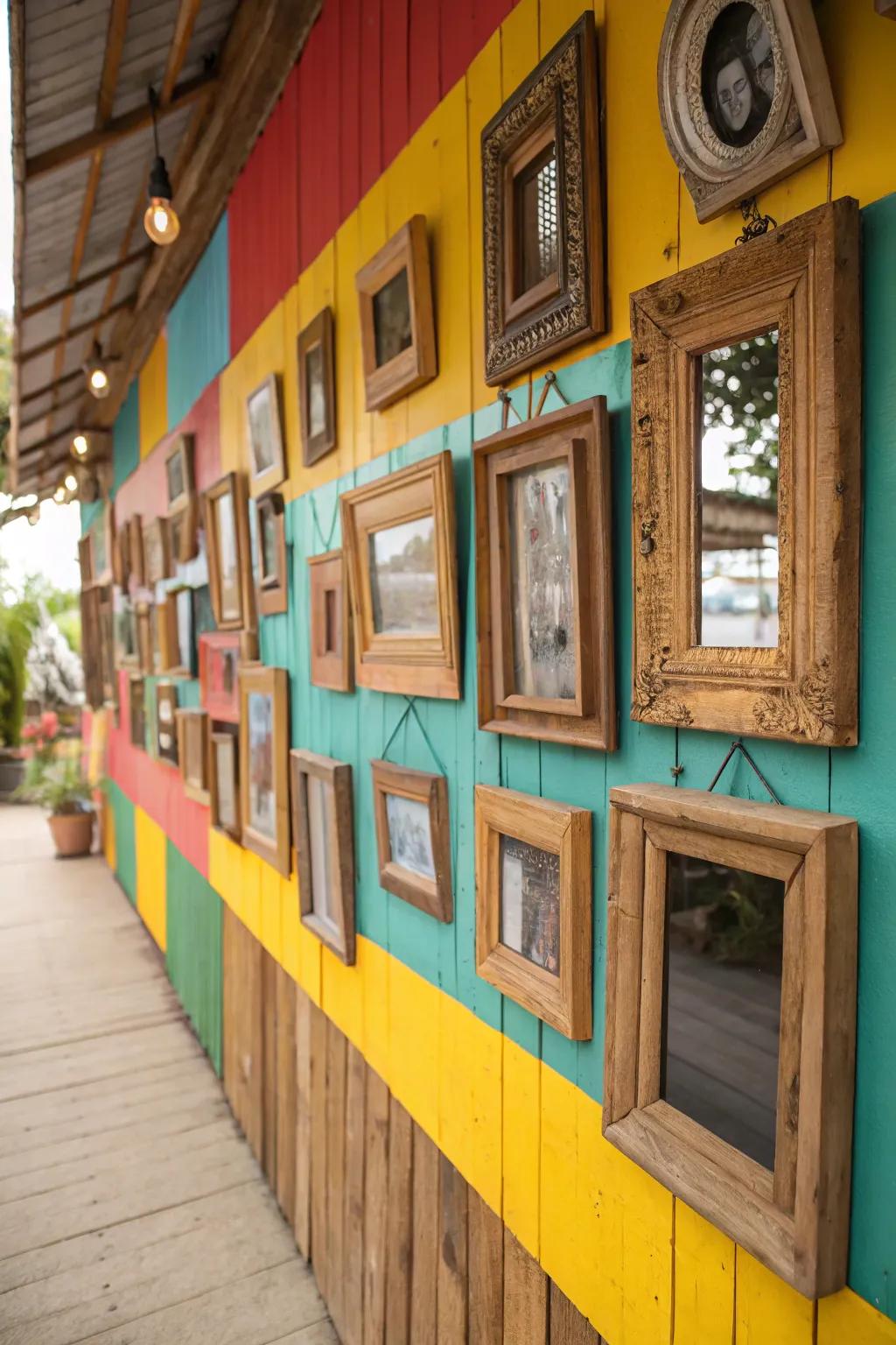 Eclectic barnwood frames in varied shapes.