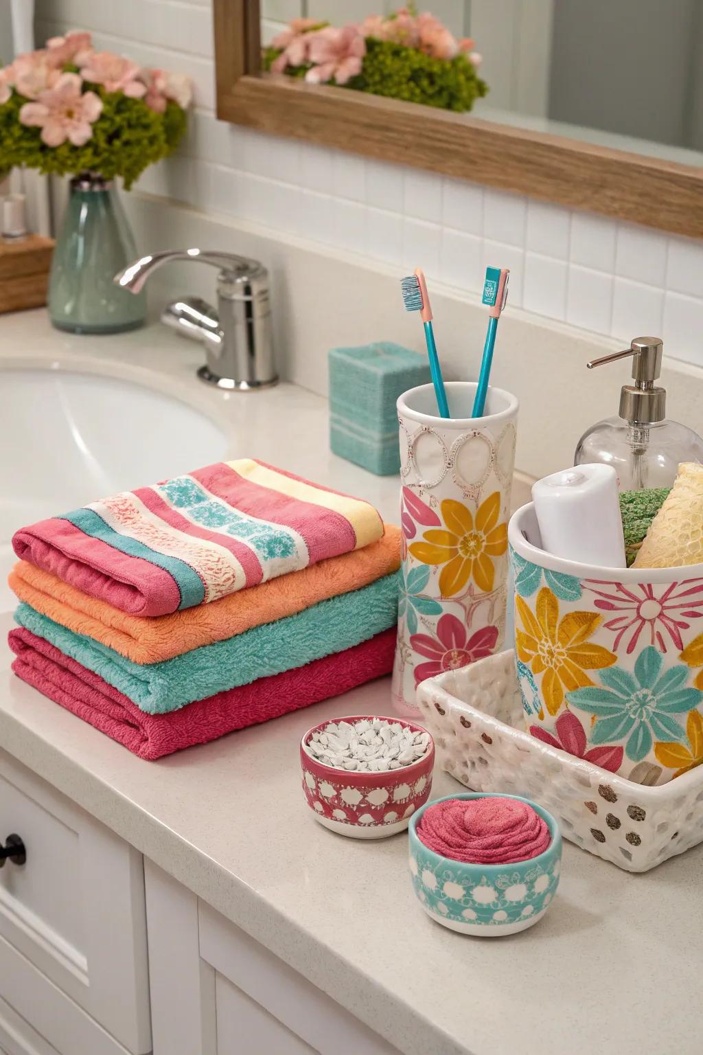 A splash of color adds vibrancy to your bathroom.