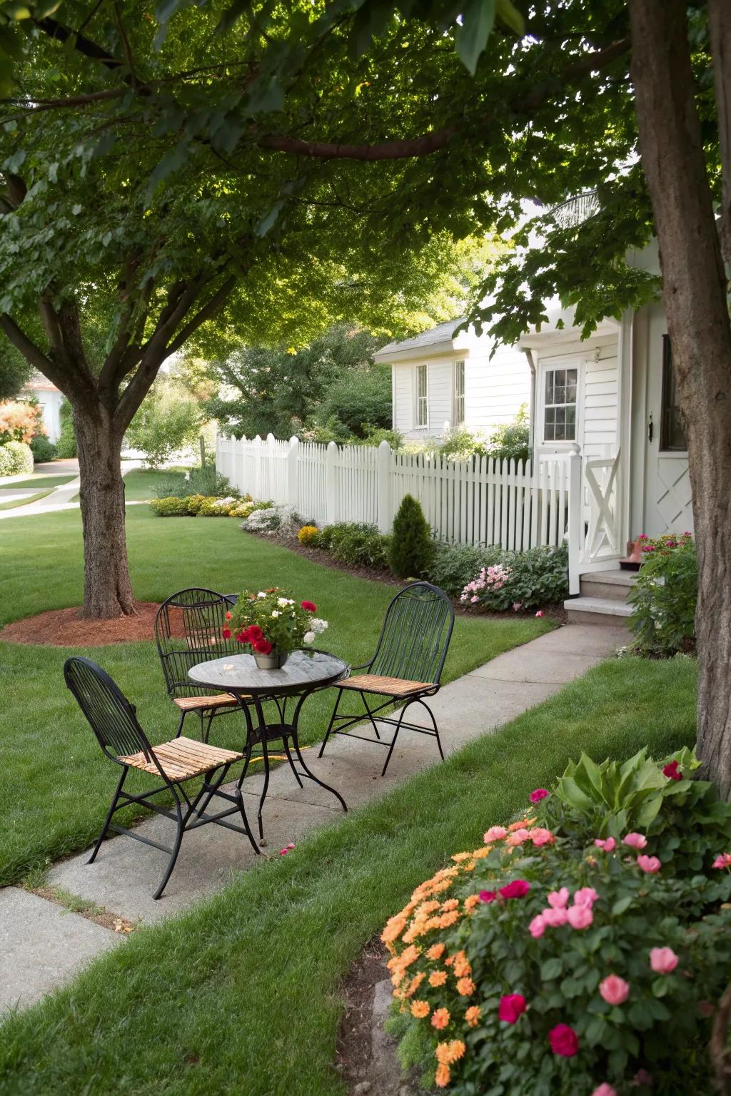 A cozy seating area for relaxation in the garden.