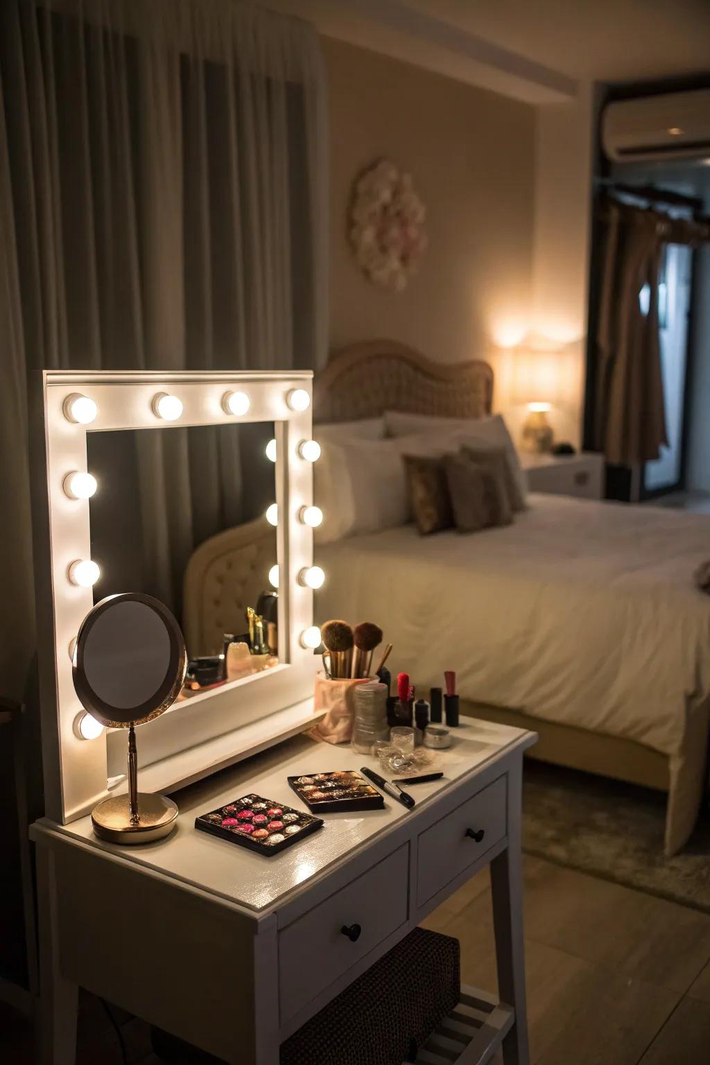 Accent lighting that enhances the vanity area.