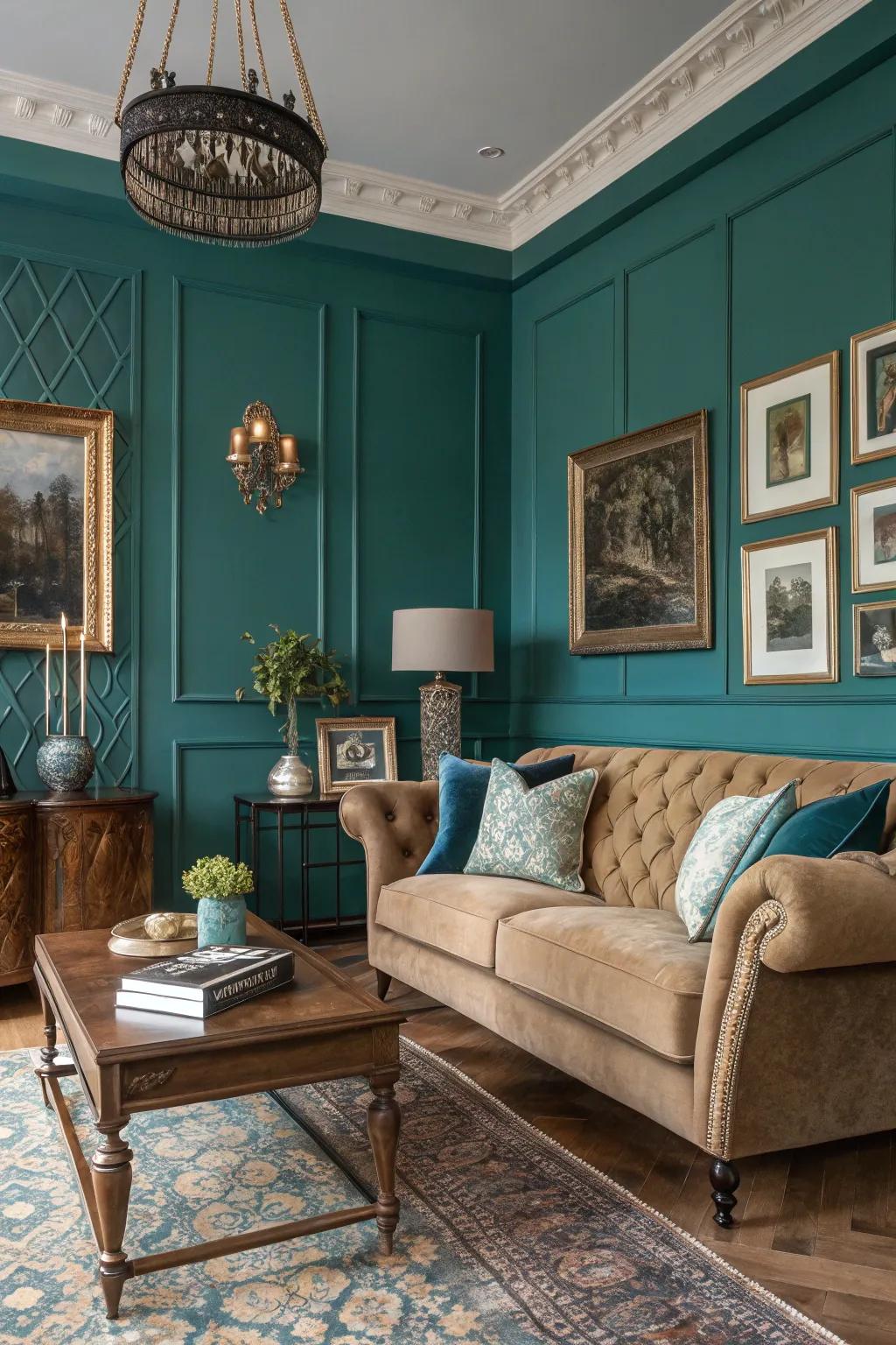 Teal adds a touch of luxury and elegance