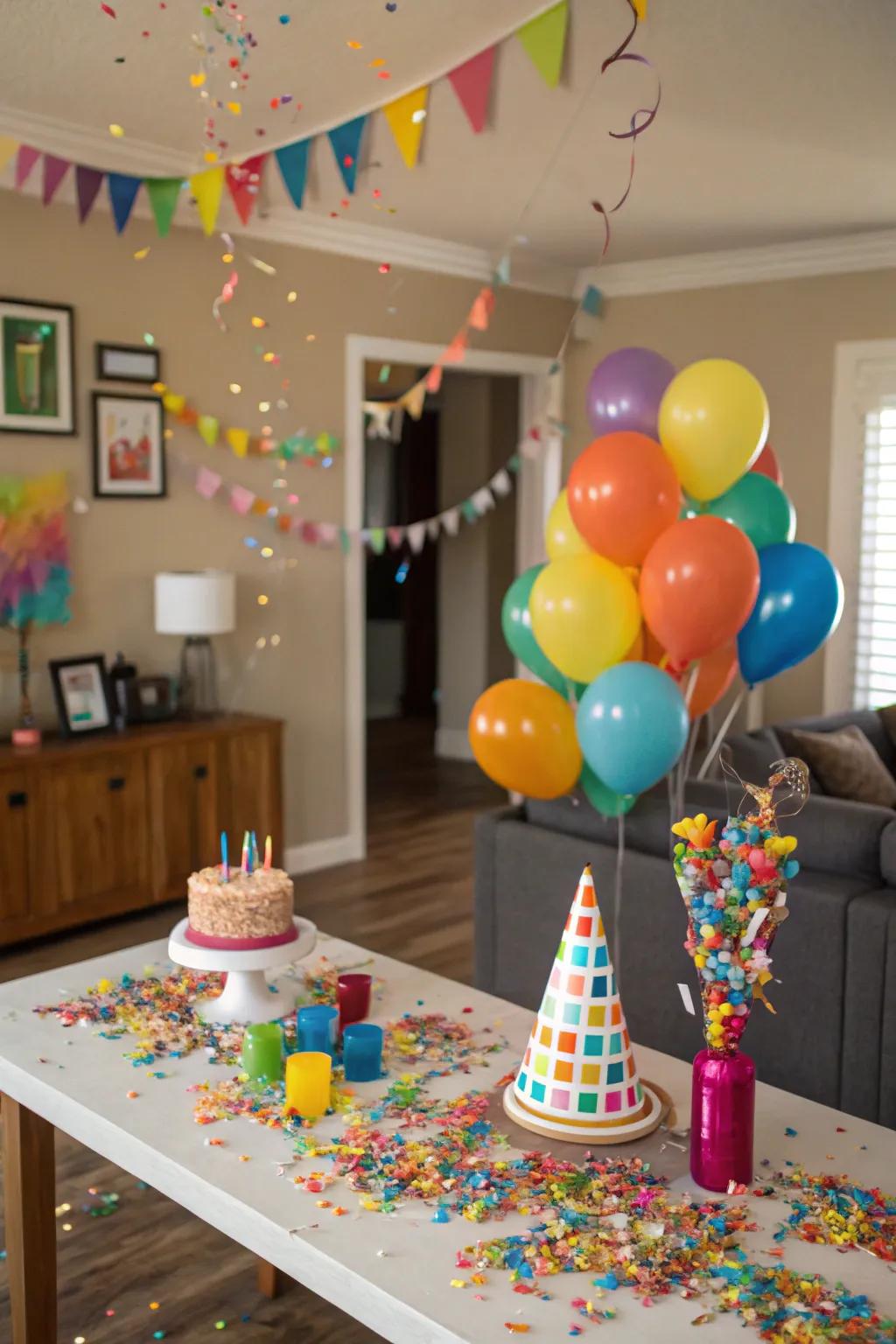 Confetti poppers add a burst of color and excitement.