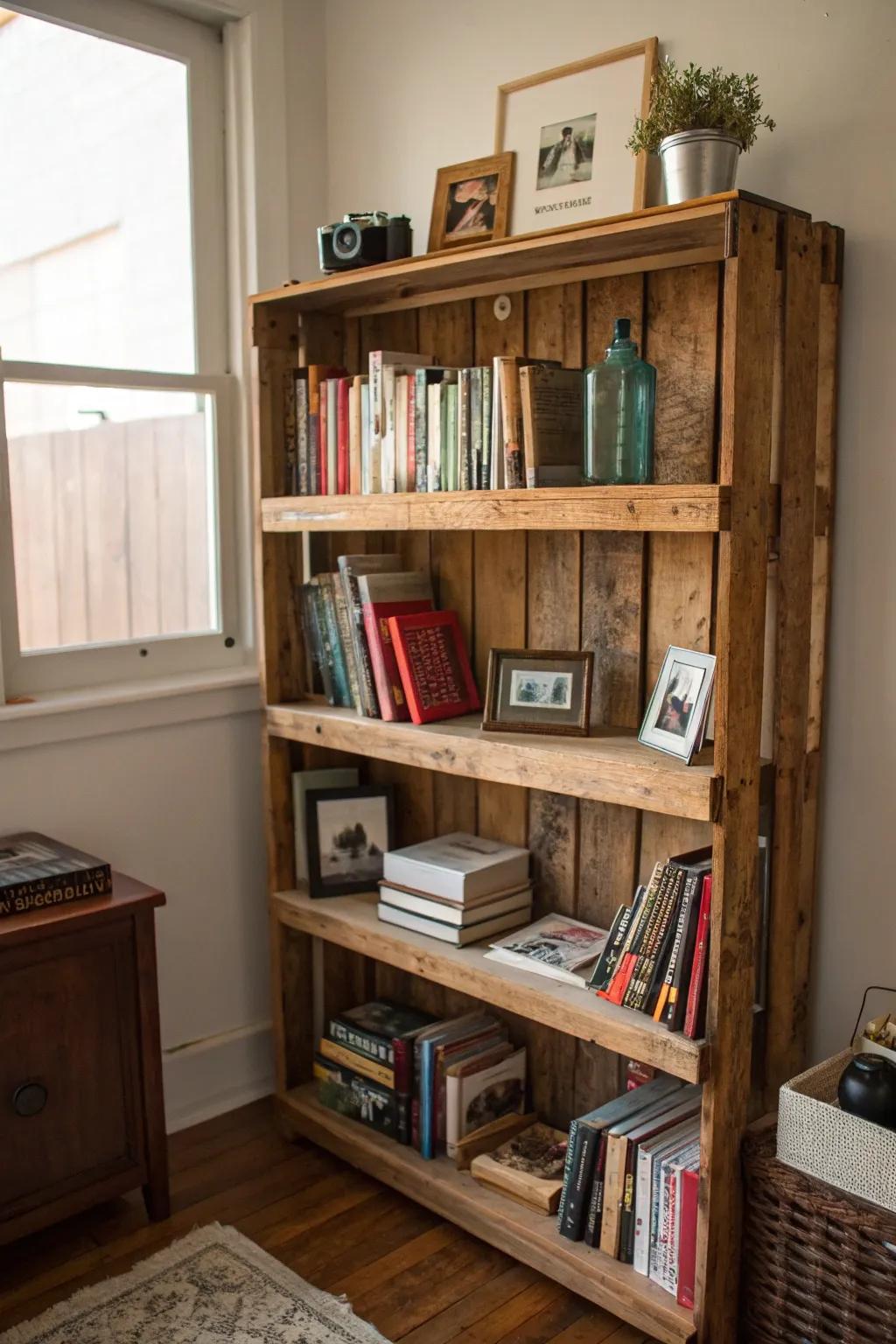 Custom DIY bookshelves for a personalized touch.