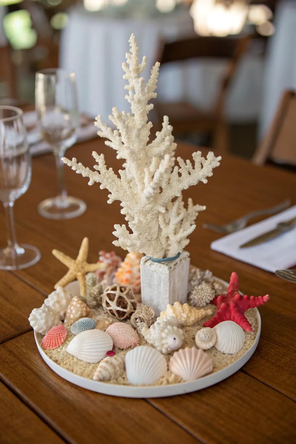 Elegant coral reef centerpieces that capture the ocean's beauty.