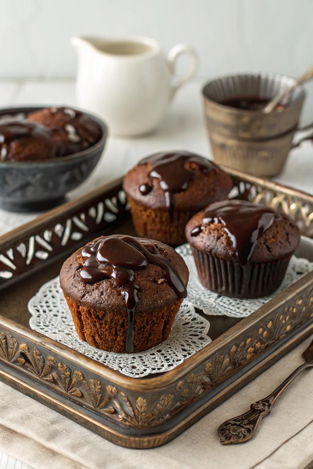 Chocolate muffins offer a sweet and decadent start to your day.