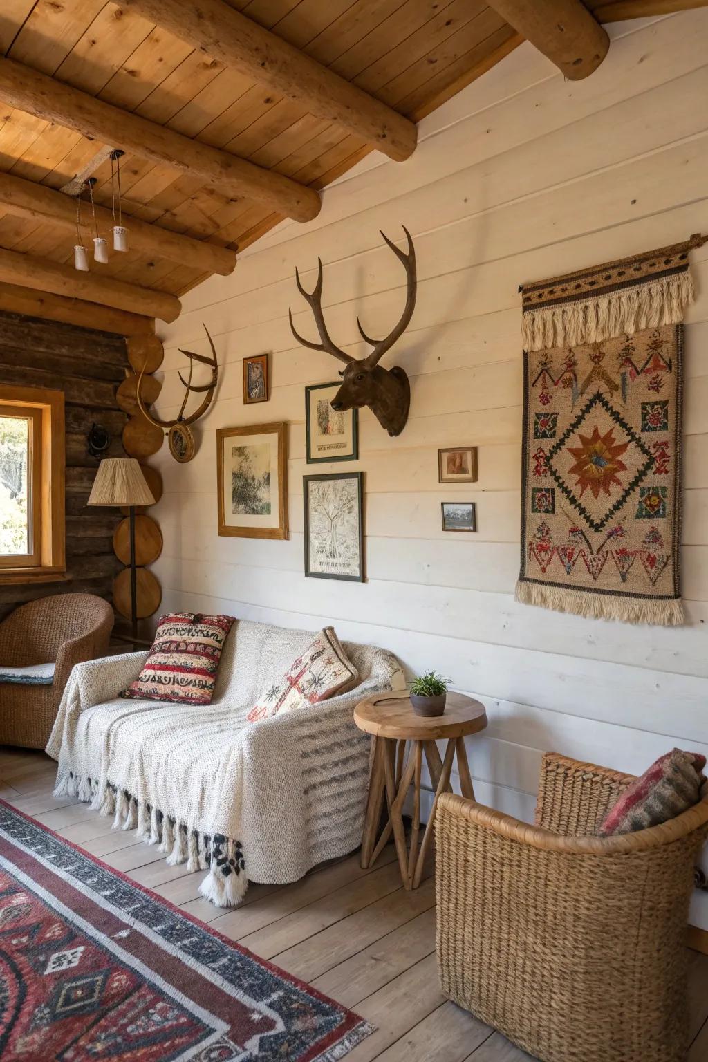 Decorative accents that infuse the cabin with personality and charm.