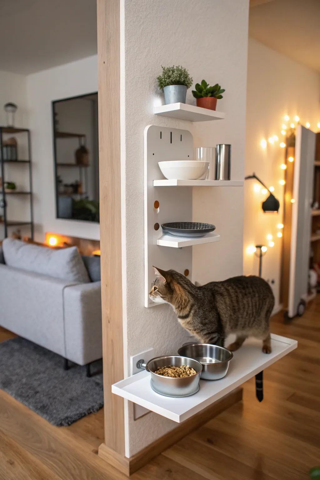 Elevated feeding stations are perfect for multi-pet homes.