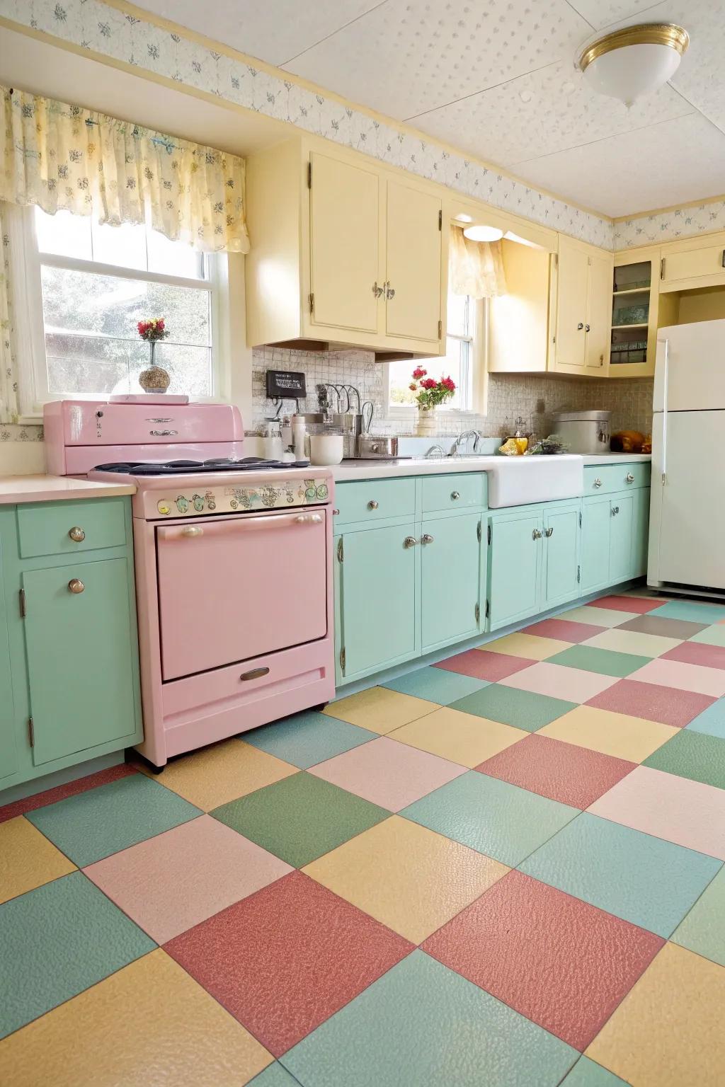 Linoleum combines retro charm with modern durability.
