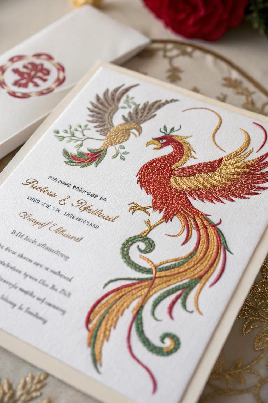 A traditional symbol elegantly embroidered on invitations.