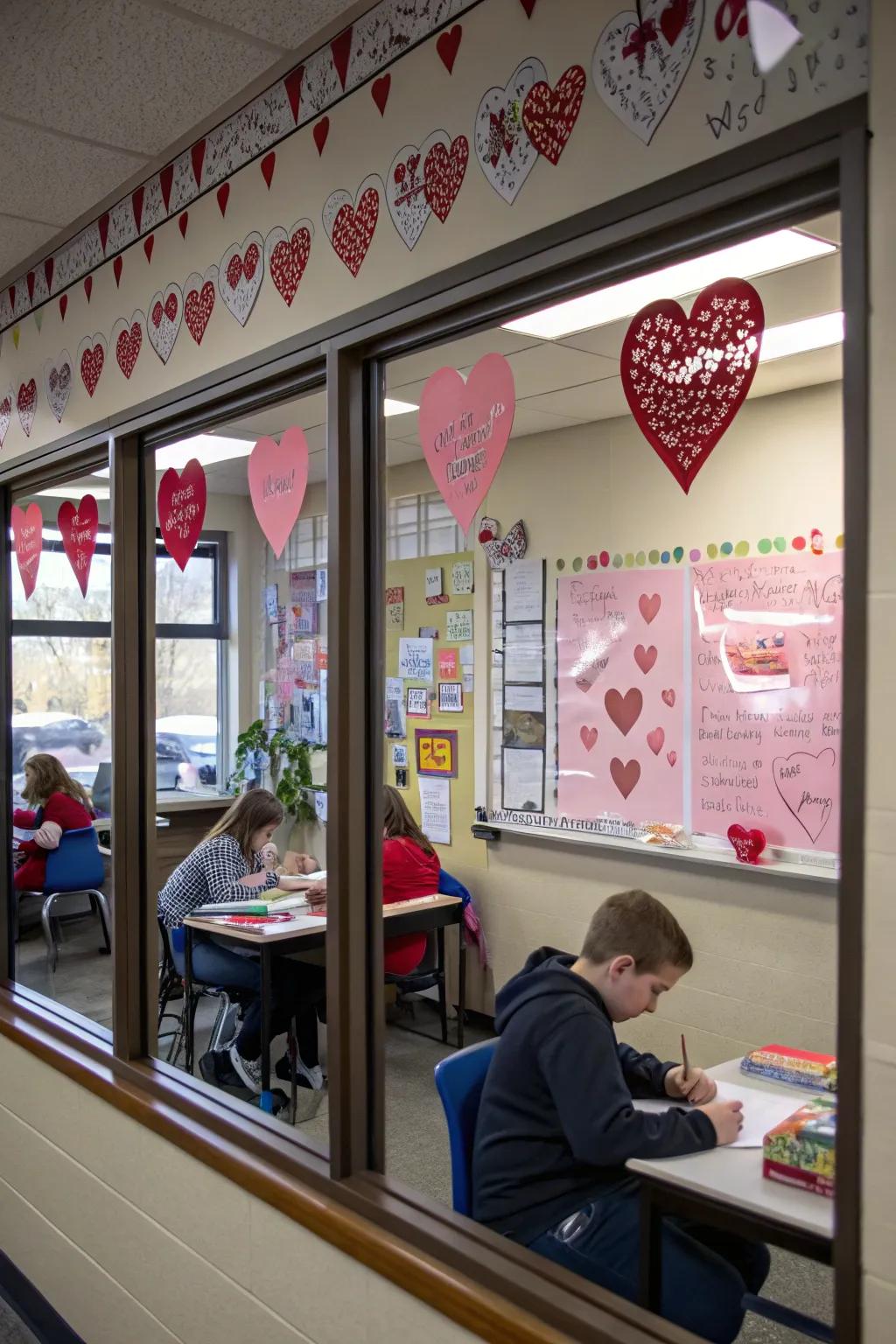 Sunlit window clings bringing in cheer.