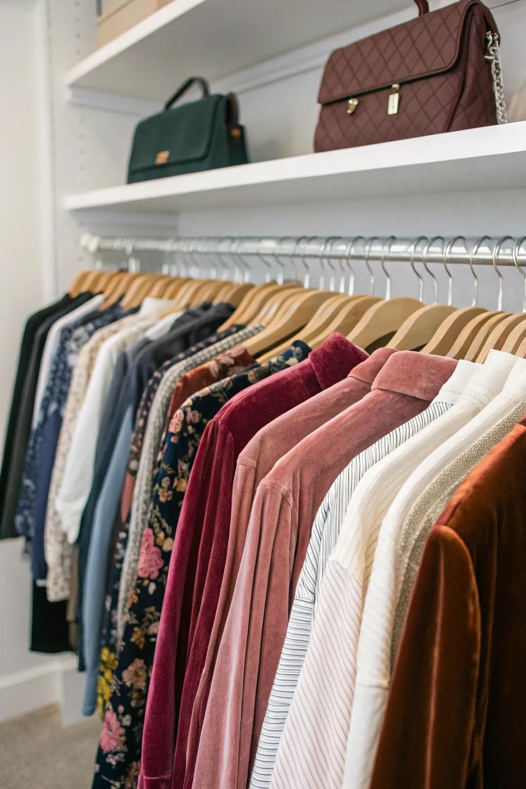 Uniform hangers give your closet a streamlined look.