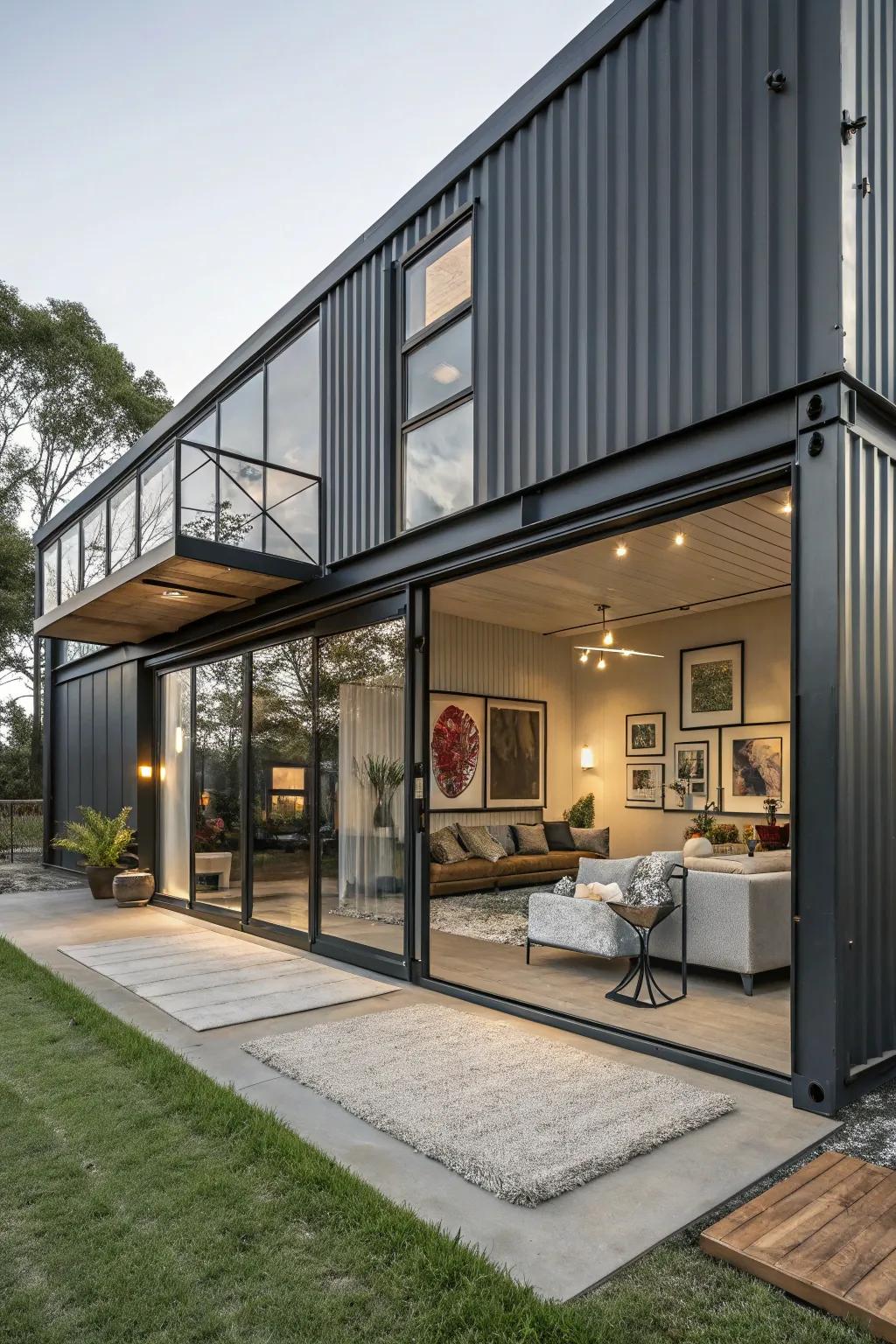 Industrial chic design combines rugged exterior with plush interior.