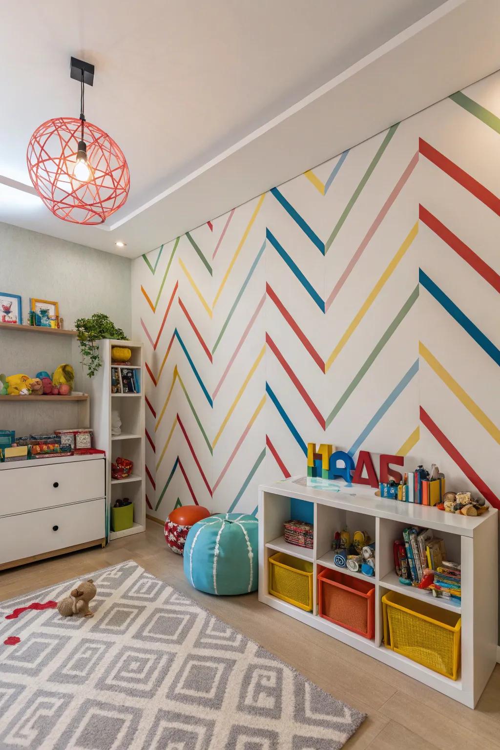 Add fun with whimsical diagonal lines.