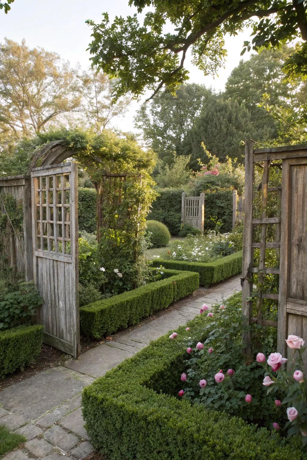 Privacy screens that create intimate garden spaces.