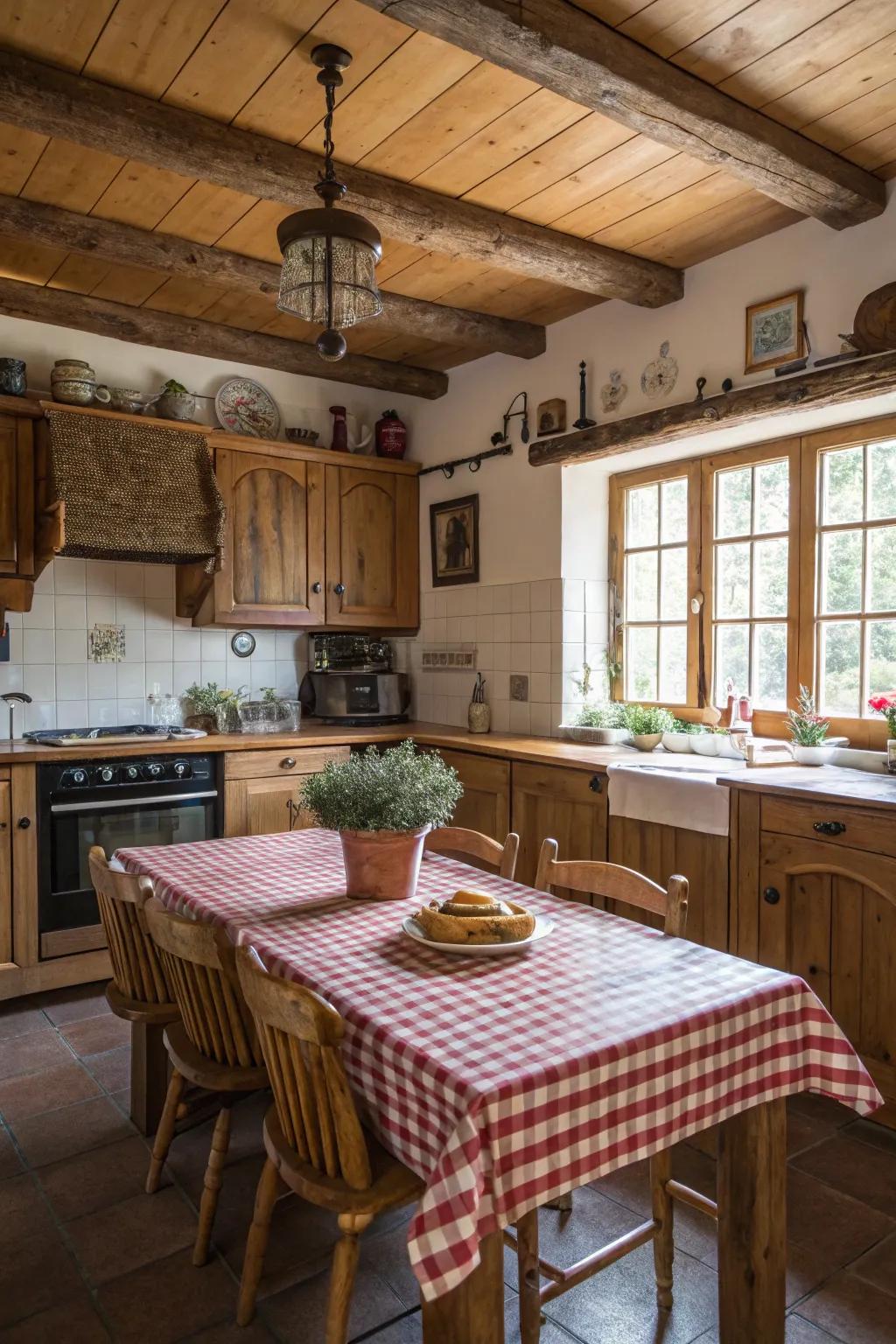 A central kitchen table invites gatherings and shared moments.