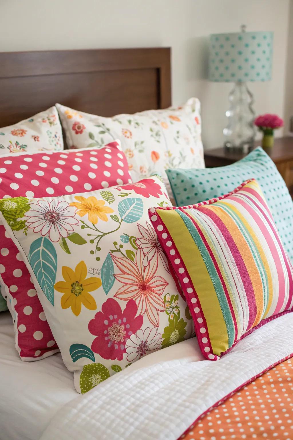 Diverse pillows add layers of comfort and style to your bed.