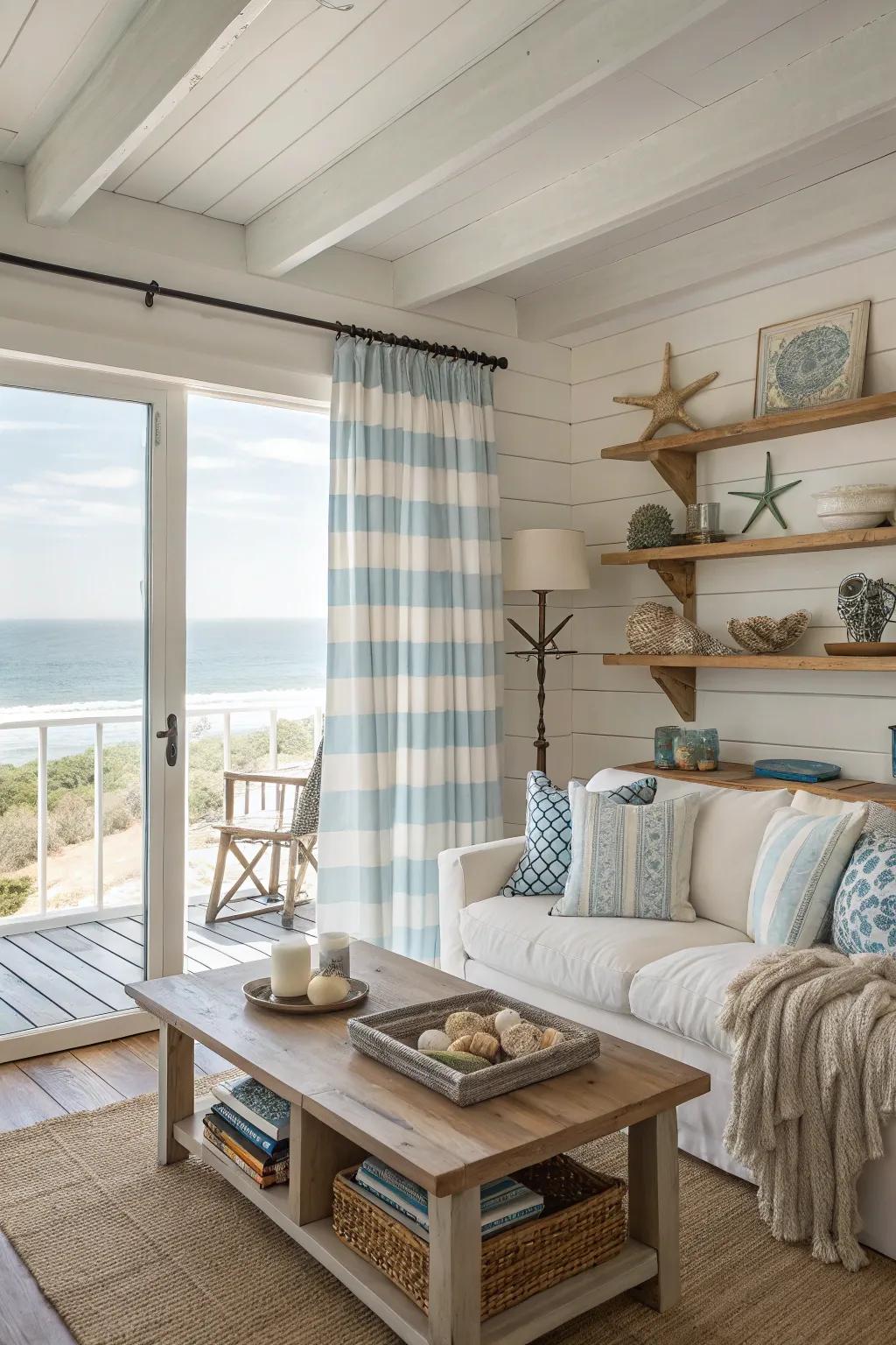 Nautical stripes bring a touch of the coast to your home.