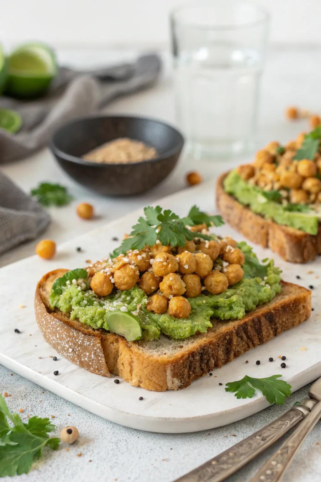 A delightful chickpea and avocado smash perfect for a light meal.