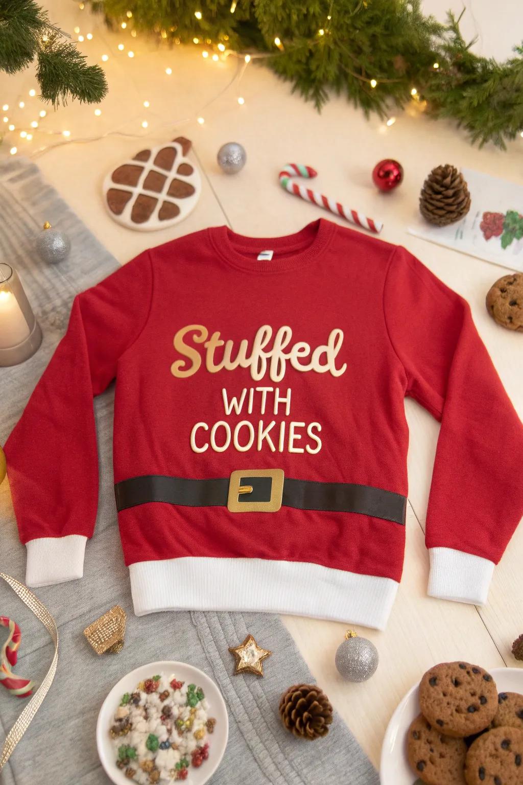 Santa's belly sweater for a playful pun.