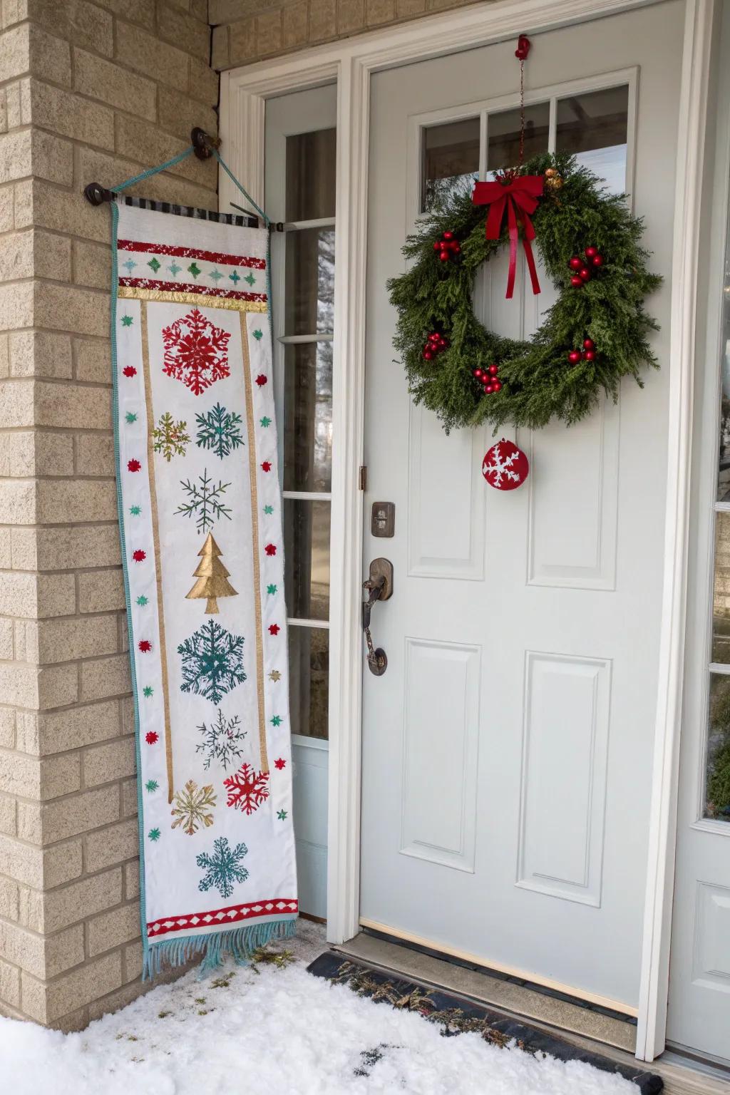 Bring holiday cheer with a festive door hanger.