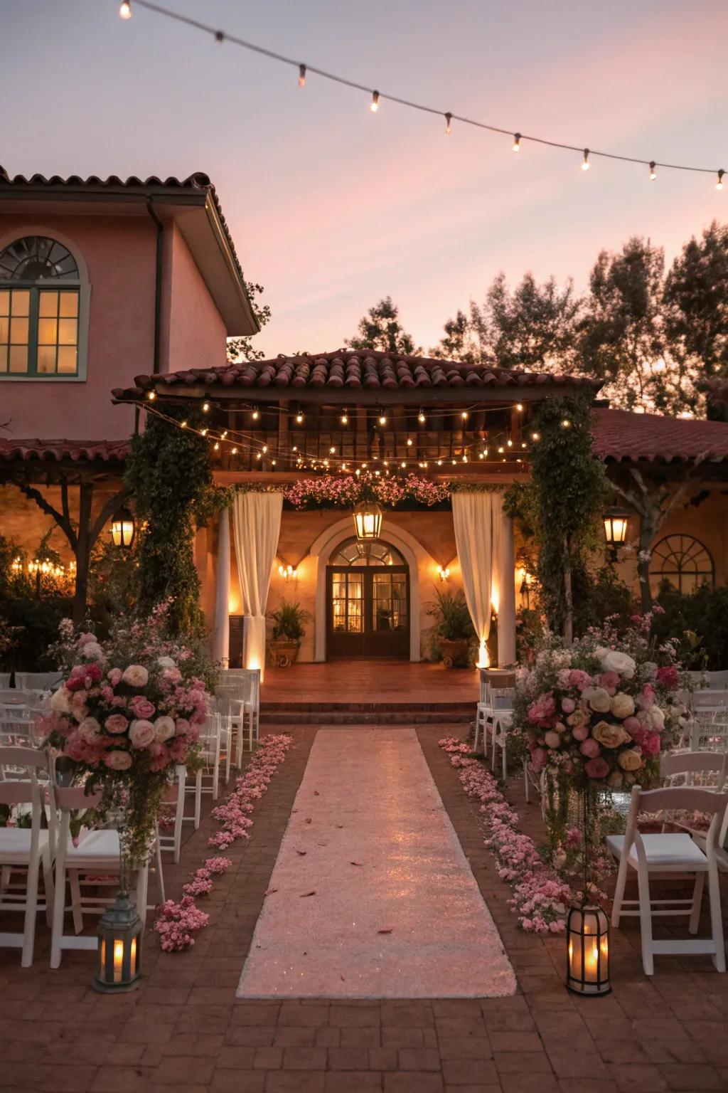 Romantic dusty rose lighting.